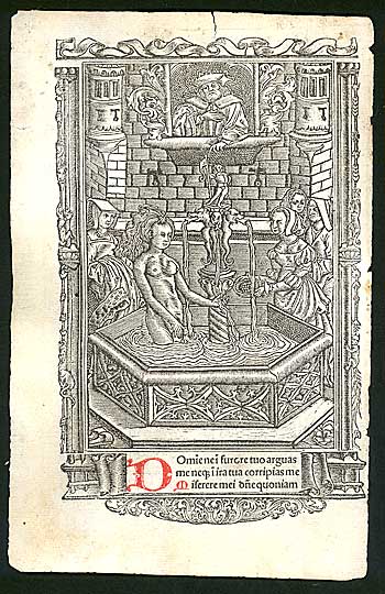 Renaissance Book of Hours Leaf - David & Bathsheba  Printed 1505