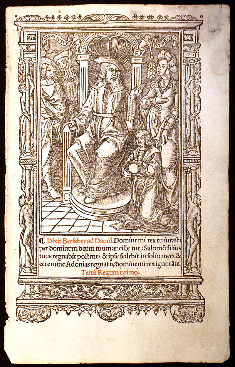 David & Solomon - Printed Book of Hours Leaf - 1505