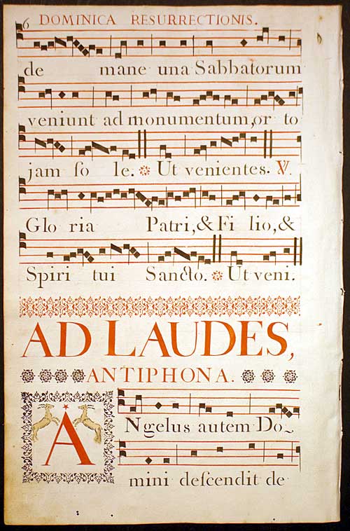 Gregorian Chant - Initial with leaping deer