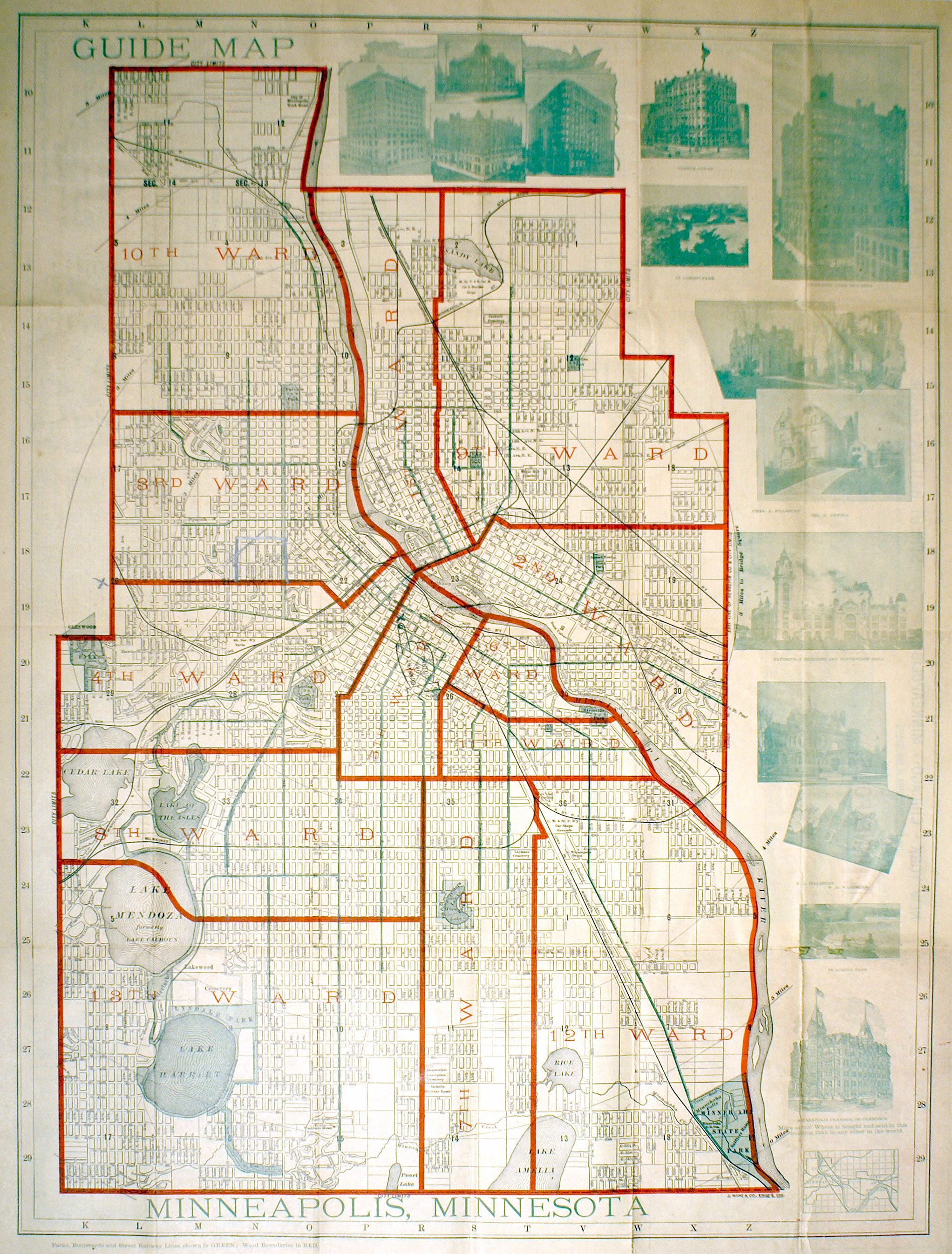 C18   91 Schematic - Guide Map Minneapolis C 1891 Separately Issued M  Antique M Cripts Maps Prints And Antiquities - C1891 Schematic