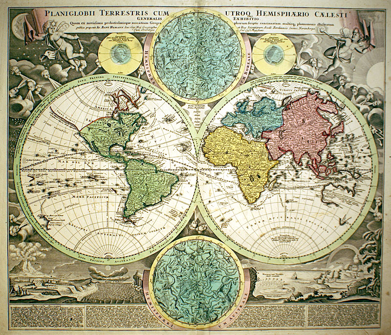 ''Planiglobii Terrestris...'' c. 1730 Homann World