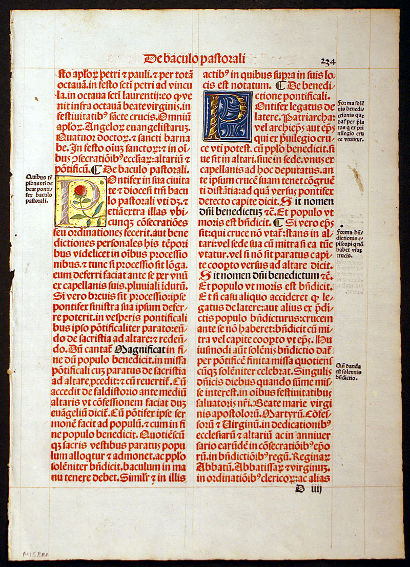 Pontifical Leaf - 1503 Guinta Press - Hand-illuminated initials