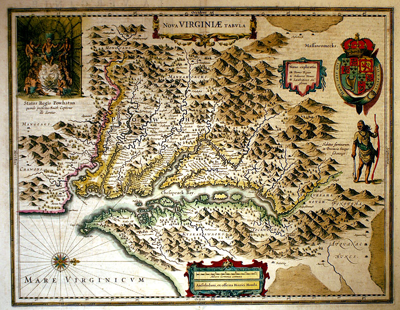 ''Nova Virginia'' c. 1639 - Hondius Chesapeake