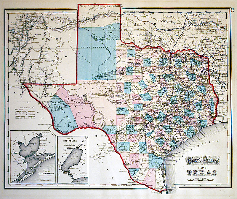 ''...Map of Texas'' c 1871 - Gray