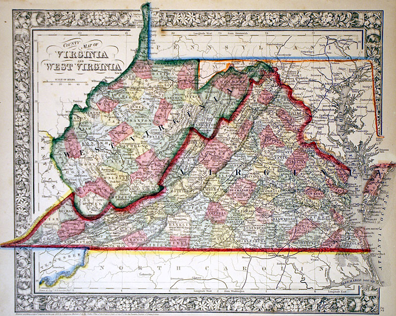 c 1863 ''...County Map of Virginia & West Virginia'' Mitchell