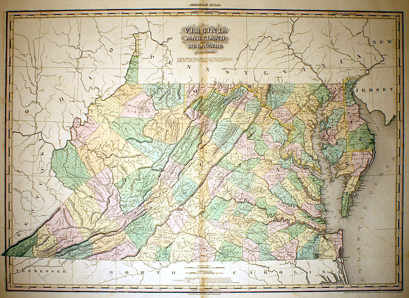 ''Virginia Maryland Delaware'' Scarce large Tanner map 1823