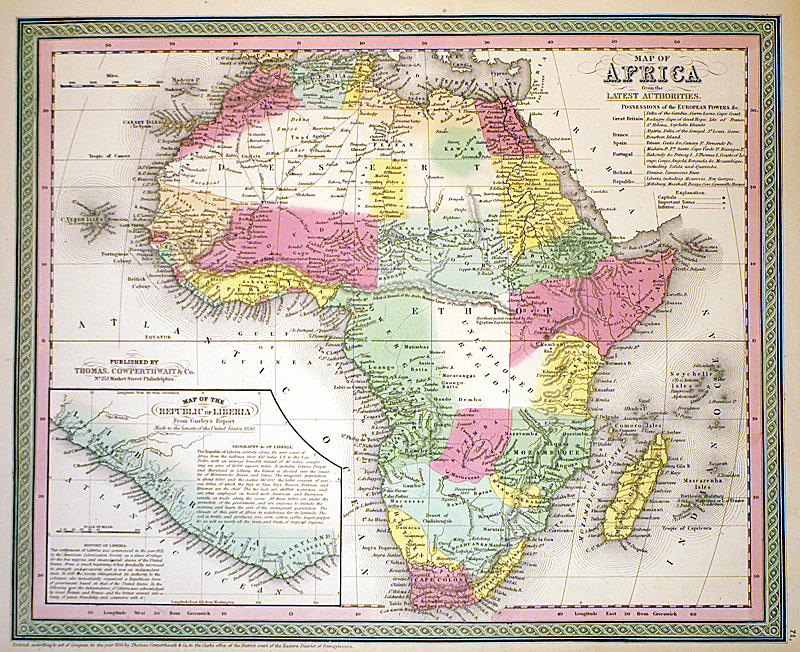 â€œMAP OF AFRICAâ€¦â€ c. 1854 - Cowperthwait