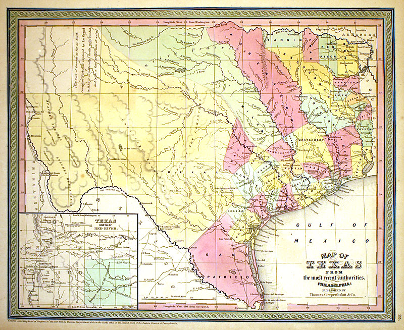 ''MAP OF TEXAS ...'' c 1850 - Cowperthwait