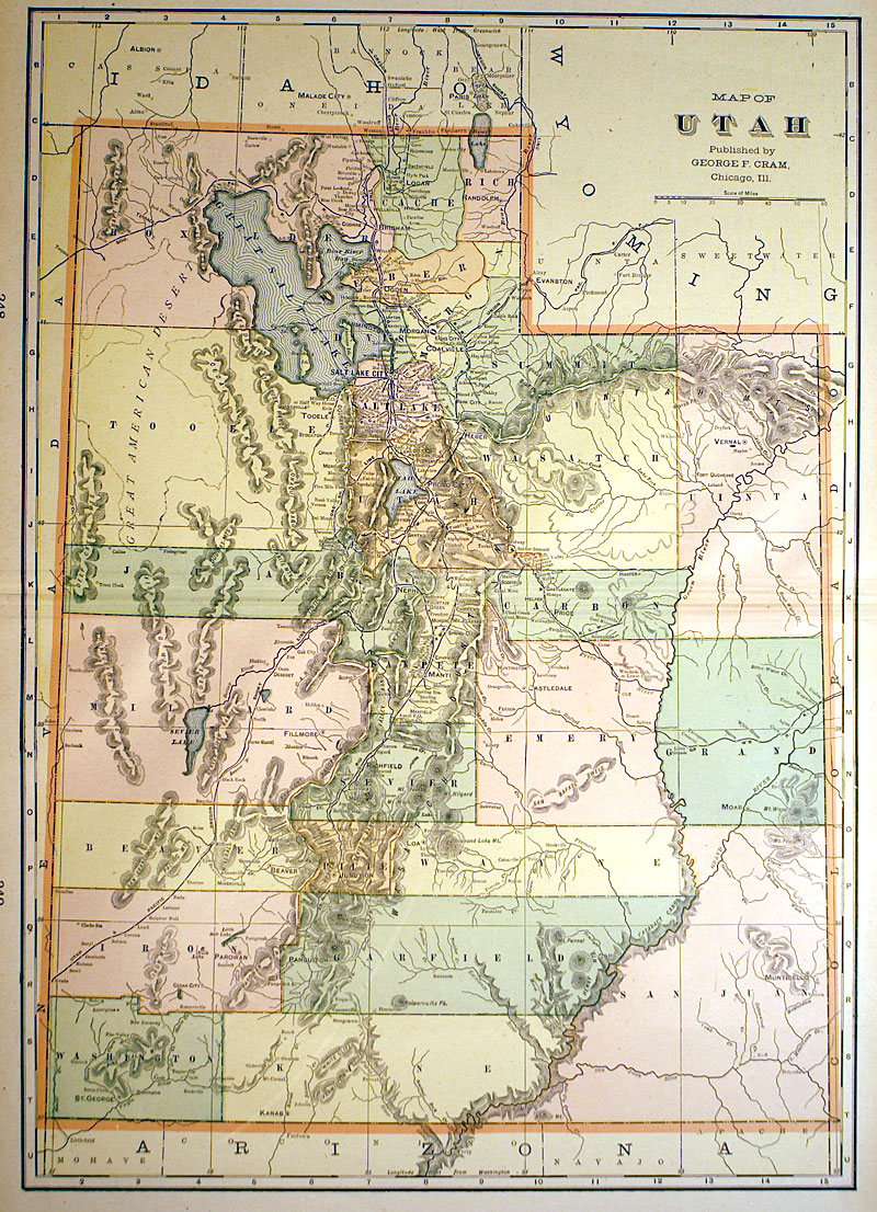 c 1899 ''MAP OF UTAH''  - Cram