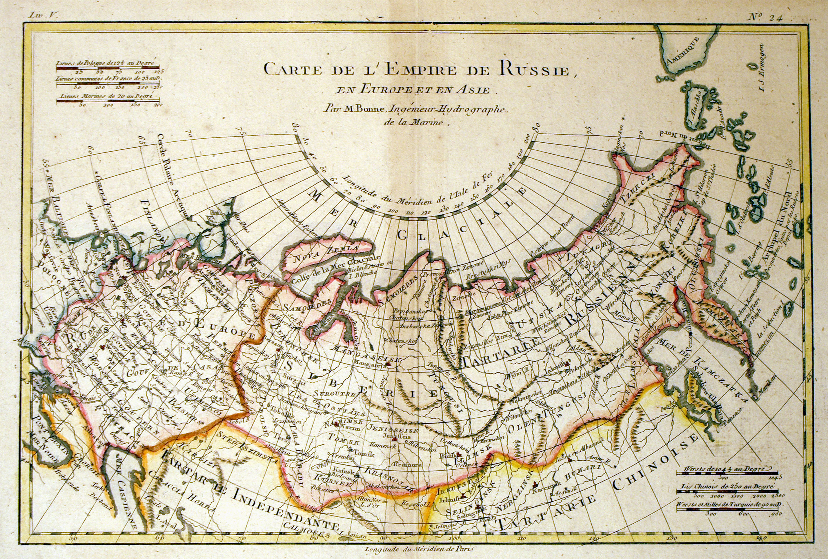 ''Carte de L'Empire de Russie'' 1780 Bonne - Russian Empire