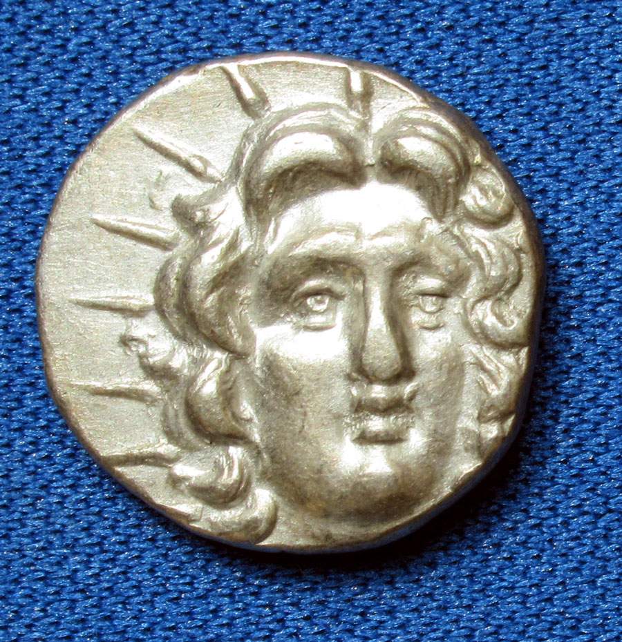 c 205-190 BC - RHODES - Silver Didrachm - Helios, Rose, Wreath