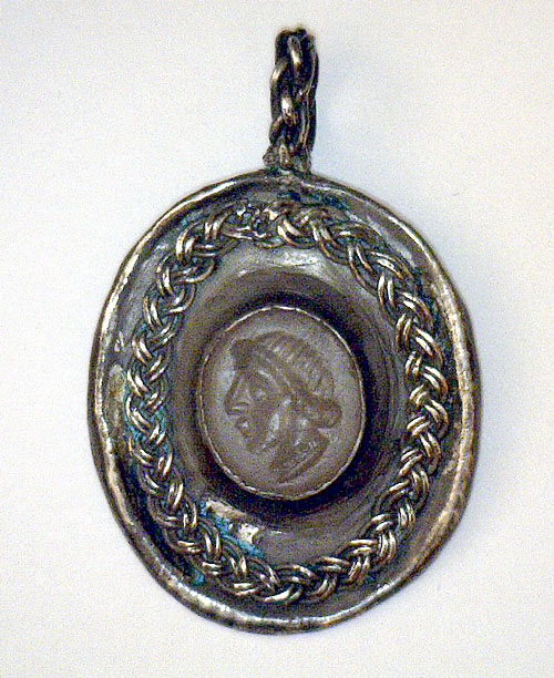 Silver and Seal Stone Pendant         c 2nd - 3rd century AD