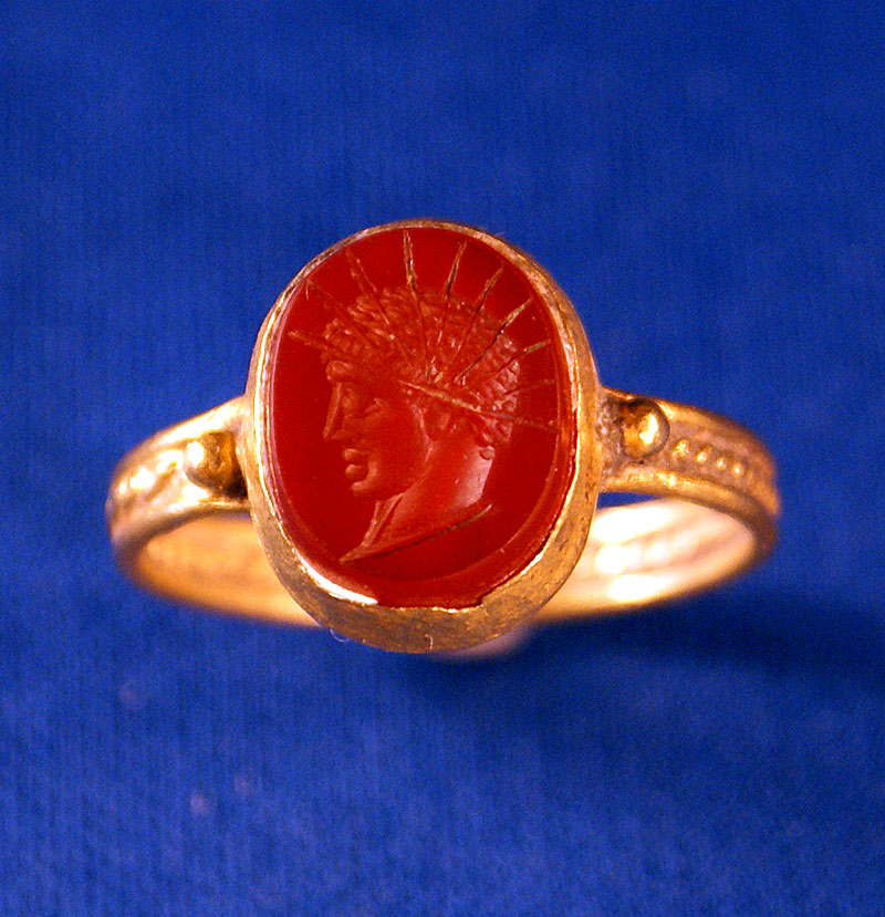 Gold and Carnelian Ring    c late 3rd - early 4th century AD