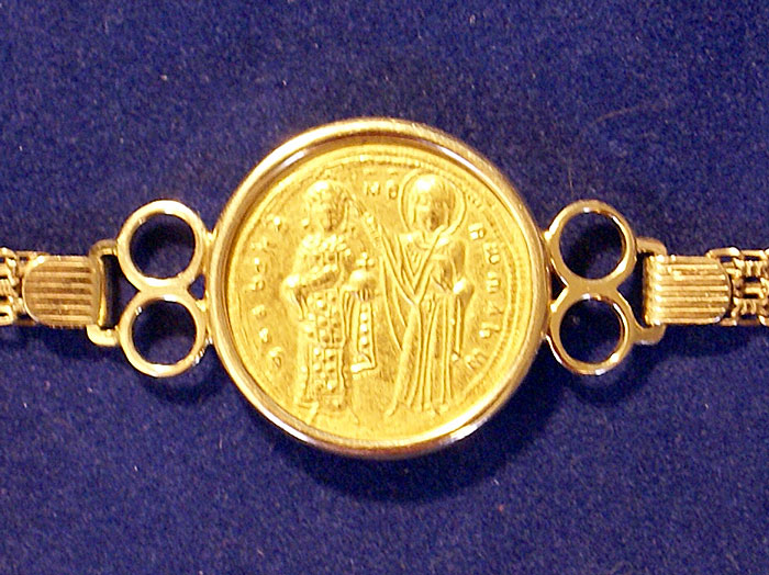 Ancient Byzantine Gold Coin, ROMANOS - Custom Bracelet Mounting