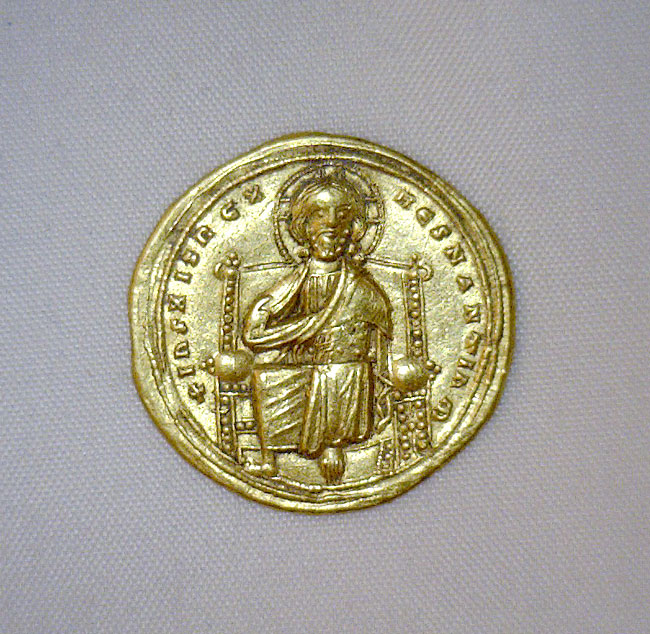 Byzantine Gold Coin - Hist. Nomisma - depicts Christ Seated