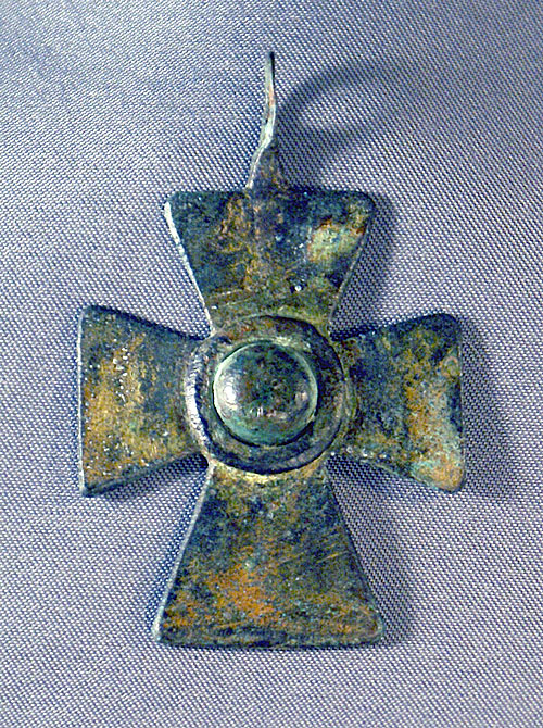 Early Christian Bronze Cross with Cabochon c. 6-9th Cent AD