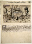 Native Americans Flame-broiling fish - c. 1590 - John White - De Bry