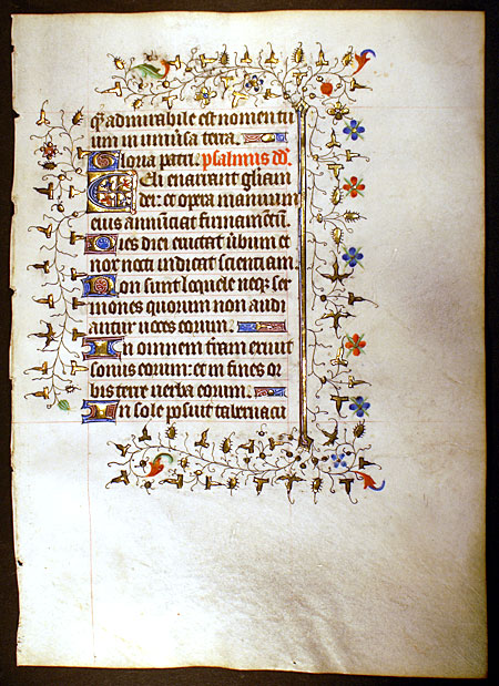 Medieval Book of Hours Leaf - Beautiful Border - Psalm of Praise