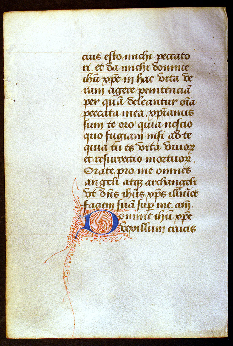 Medieval Book of Hours Leaf - Elegant Initial