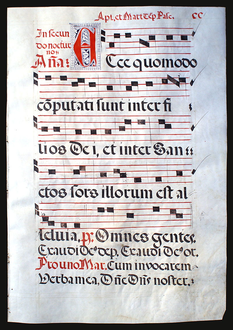 Gregorian Chant, c 1550 - Wisdom & Acts - Illuminated initials