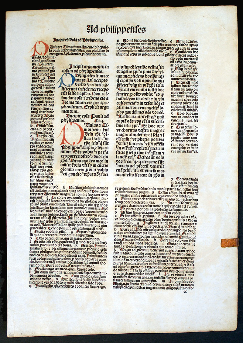 Biblia Latina - Incunabula printed in 1487 - Philippians