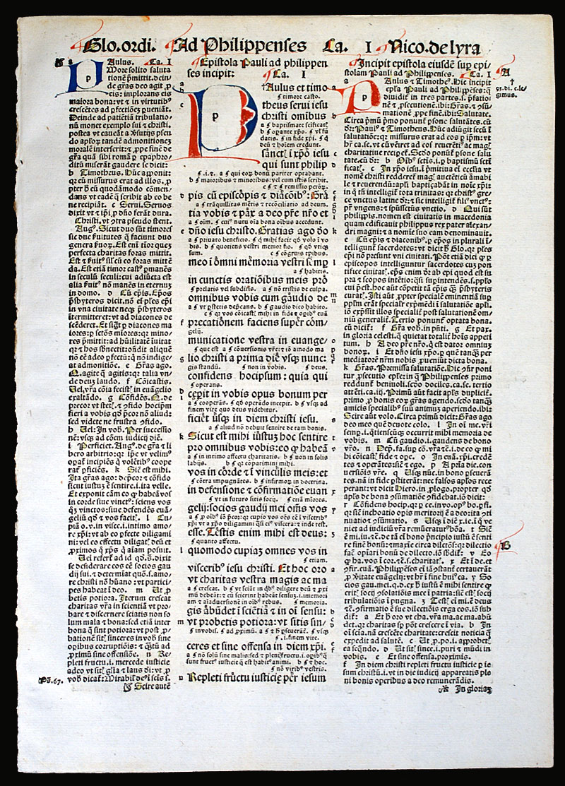 Biblia Latina - Incunabula printed in 1498 - Philippians