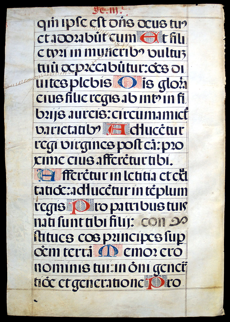 Choir Psalter Leaf - Sewn and w correction - c 1520 Spain