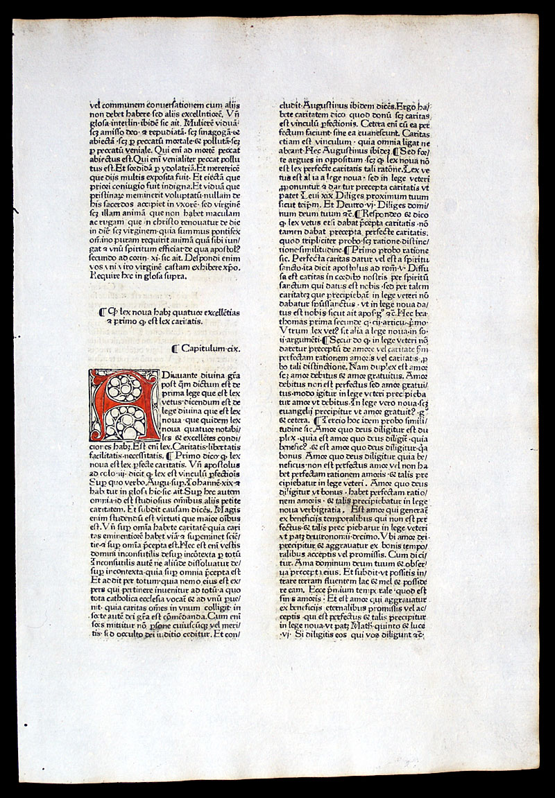 1474 Incunabula Leaf - Rainerius De Pisis