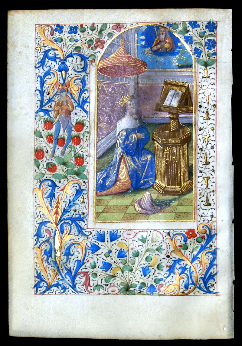 A Book of Hours Leaf - David in Prayer - c 1450-75