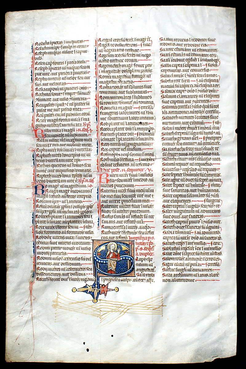 c 1300 MAILHAC-FABER BIBLE Lexicon Leaf- Exceptional Miniature
