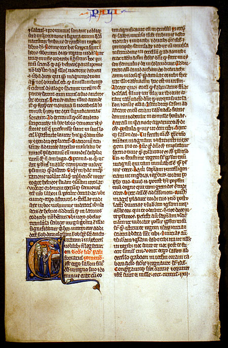 Medieval Bible Leaf - Miniature of King Solomon