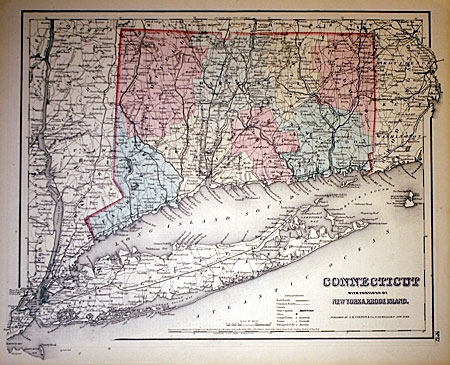 ''Connecticut with portions of New York...'' c 1857 - Colton