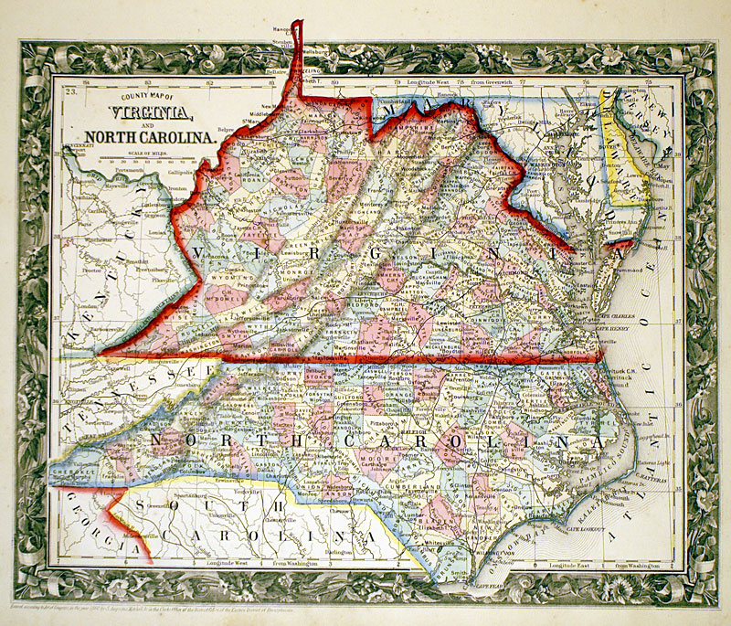 ''...Virginia and North Carolina'' c 1860 Mitchell