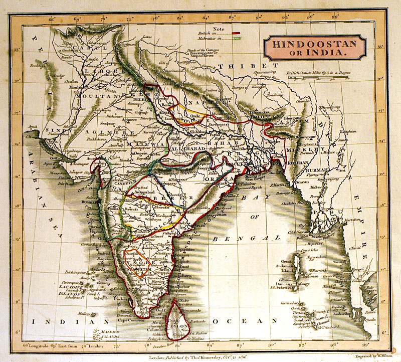 ''Hindoostan or India'' c 1816 - Kinnersley