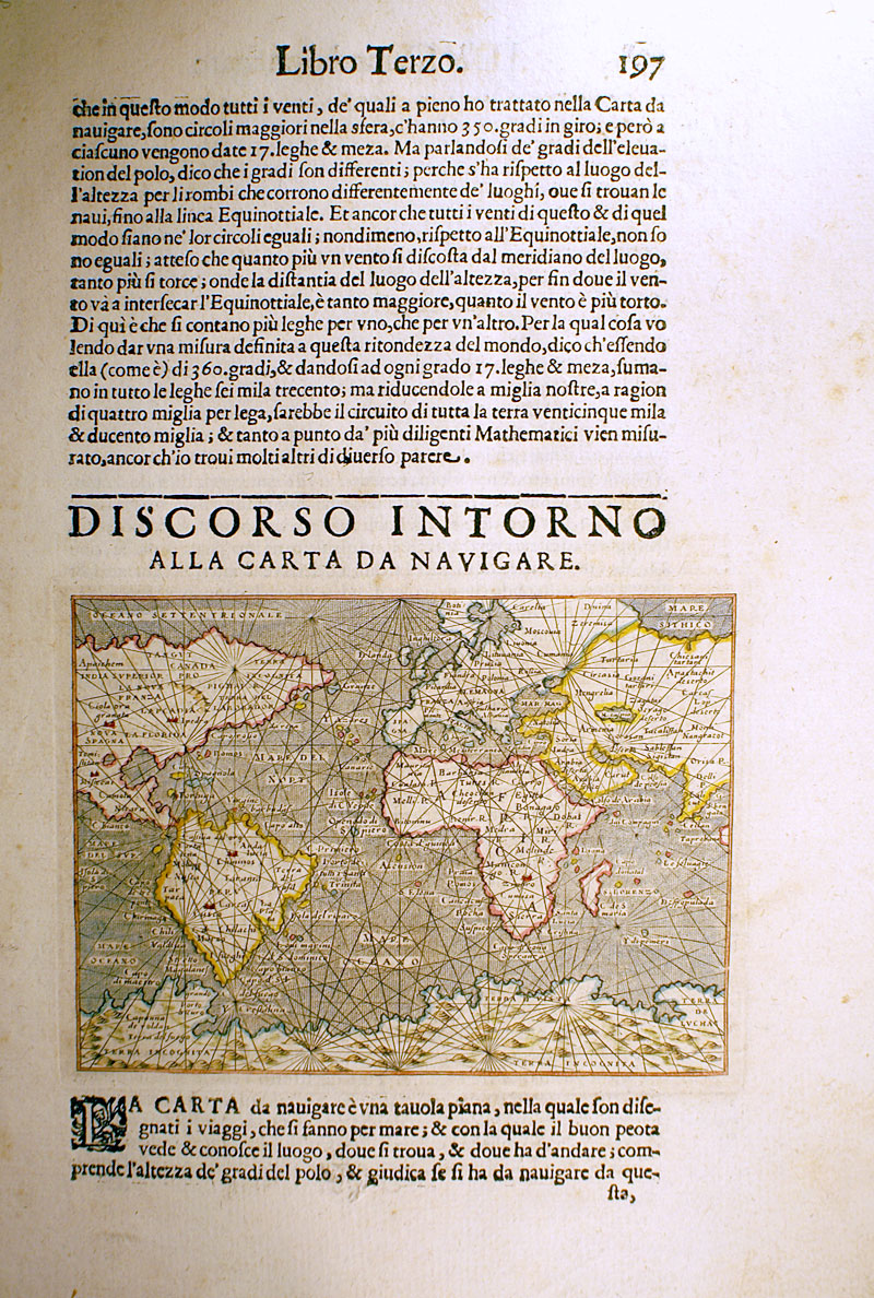 c 1572-1620 Porcacchi Mariner's Sea Chart 