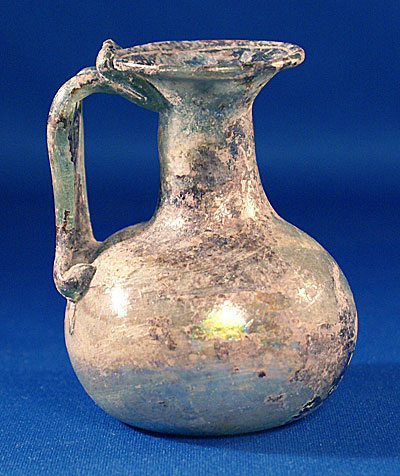 Ancient Roman Handled Glass Jug - c 1st - 3rd century AD