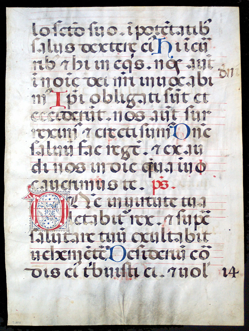 1440 Italy Choir Psalter Leaf - Psalms - Elaborate Iinitial