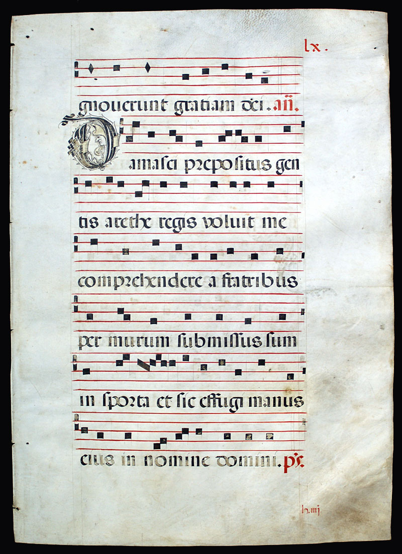 Gregorian Chant - c 1500  Elaborate initial with a face