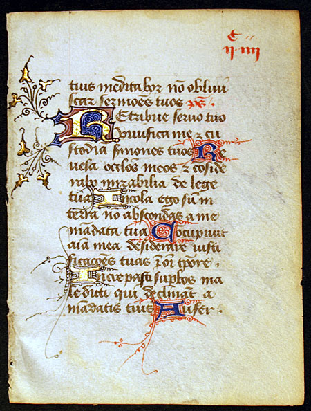 Medieval Psalter Leaf - Delicate illumination