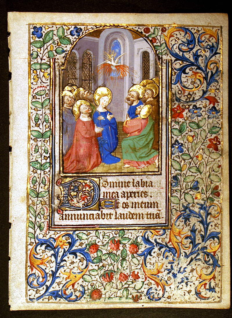 Medieval Book of Hours Leaf - The Pentecost