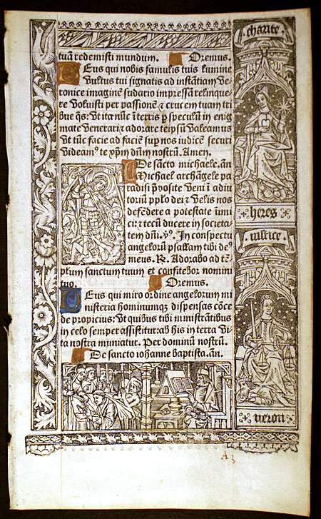 Renaissance Book of Hours Leaf - Sts Michael - 2 Johns