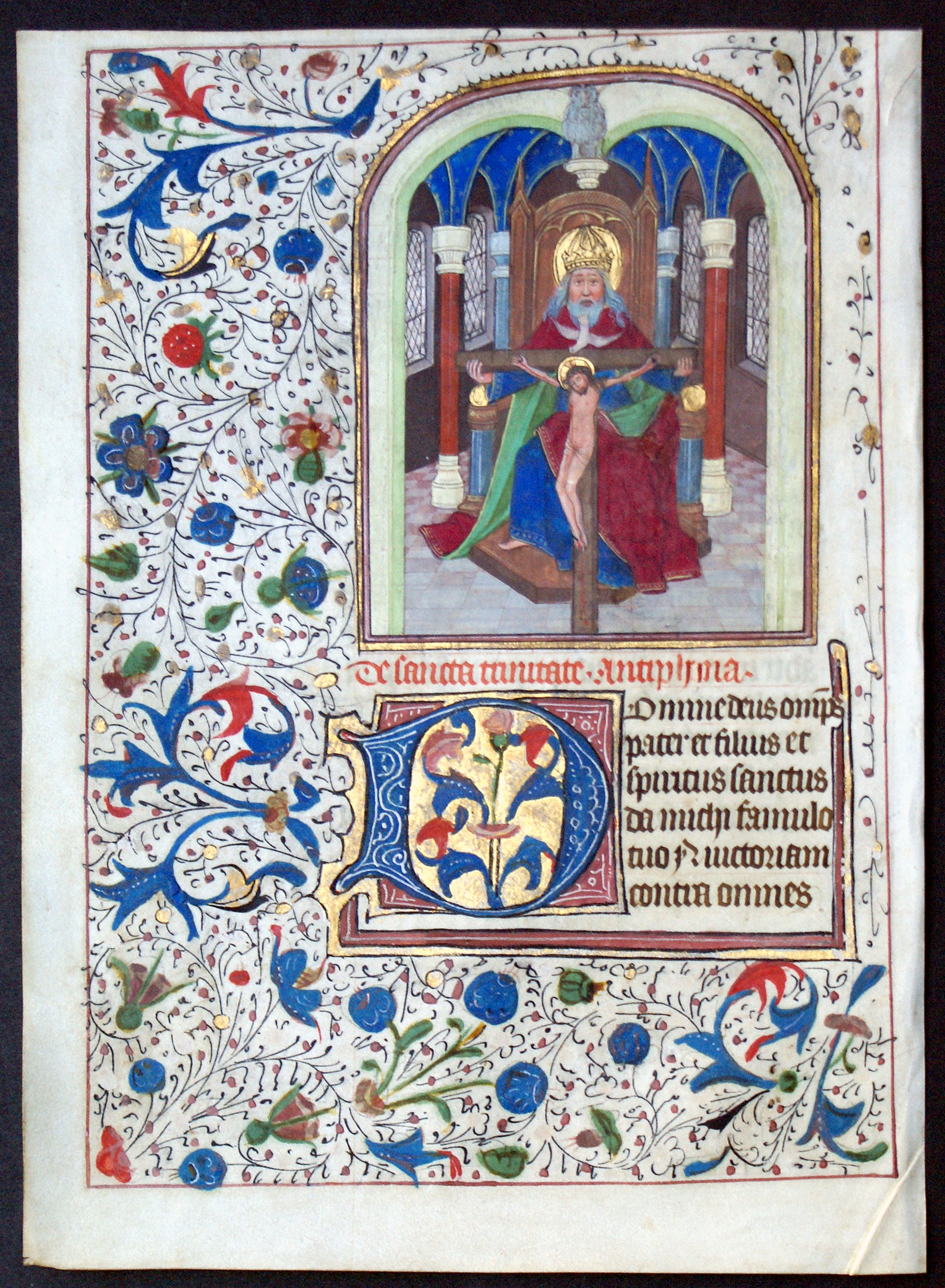 c 1455-65 Exceptional Book of Hours Leaf - Throne of Grace