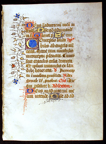 Medieval Book of Hours Leaf - Hymns - c. 1420-30