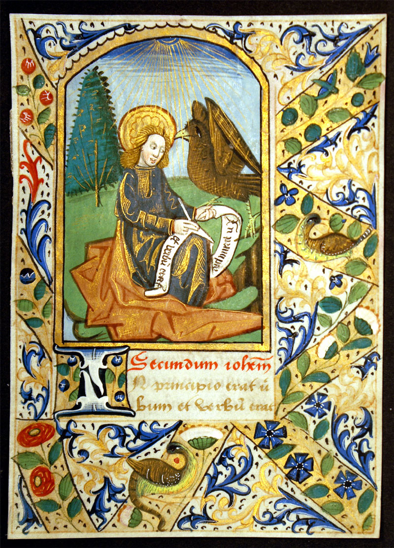 Medieval Book of Hours Leaf - John on Patmos
