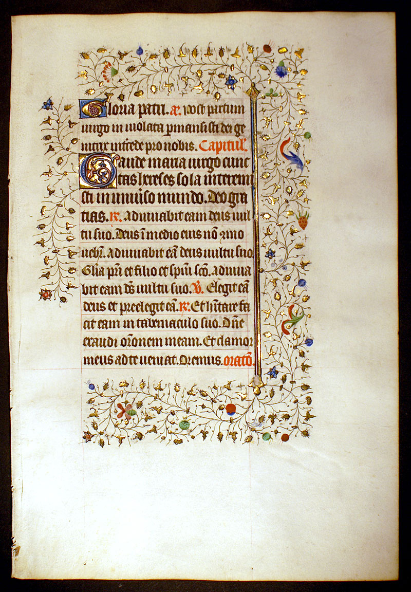Medieval Book of Hours Leaf - Elaborate Rinceaux Borders!