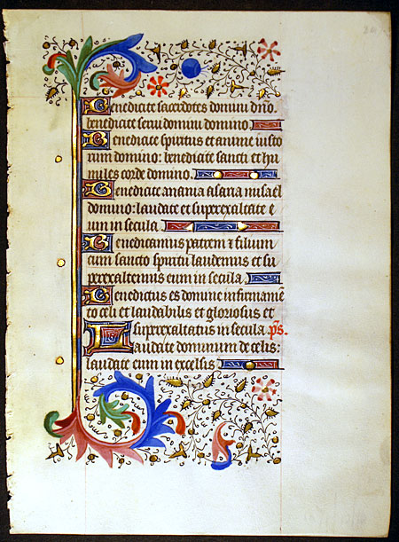 Medieval Book of Hours Leaf - Beautiful borders - Psalms