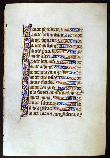 Medieval Book of Hours Leaf - Litany of the Saints
