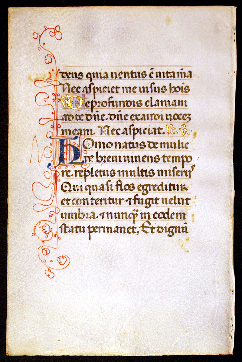 Medieval Book of Hours Leaf - Italian, c 1490-1500