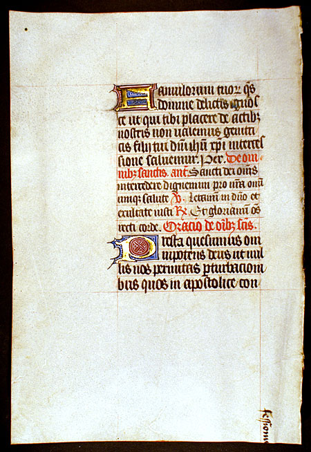 Medieval Book of Hours Leaf - Large gold initials