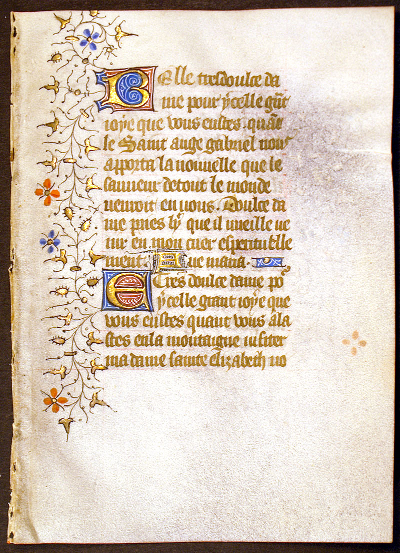 Medieval Book of Hours Leaf - Joys of the Blessed Virgin Mary